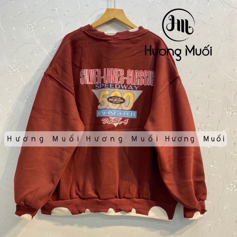 Áo nỉ cổ tròn pha rách 500 - sweater nỉ bông