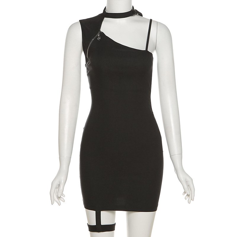 Đầm Hở Lưng Phối Dây Kéo Kèm Choker J9Zv