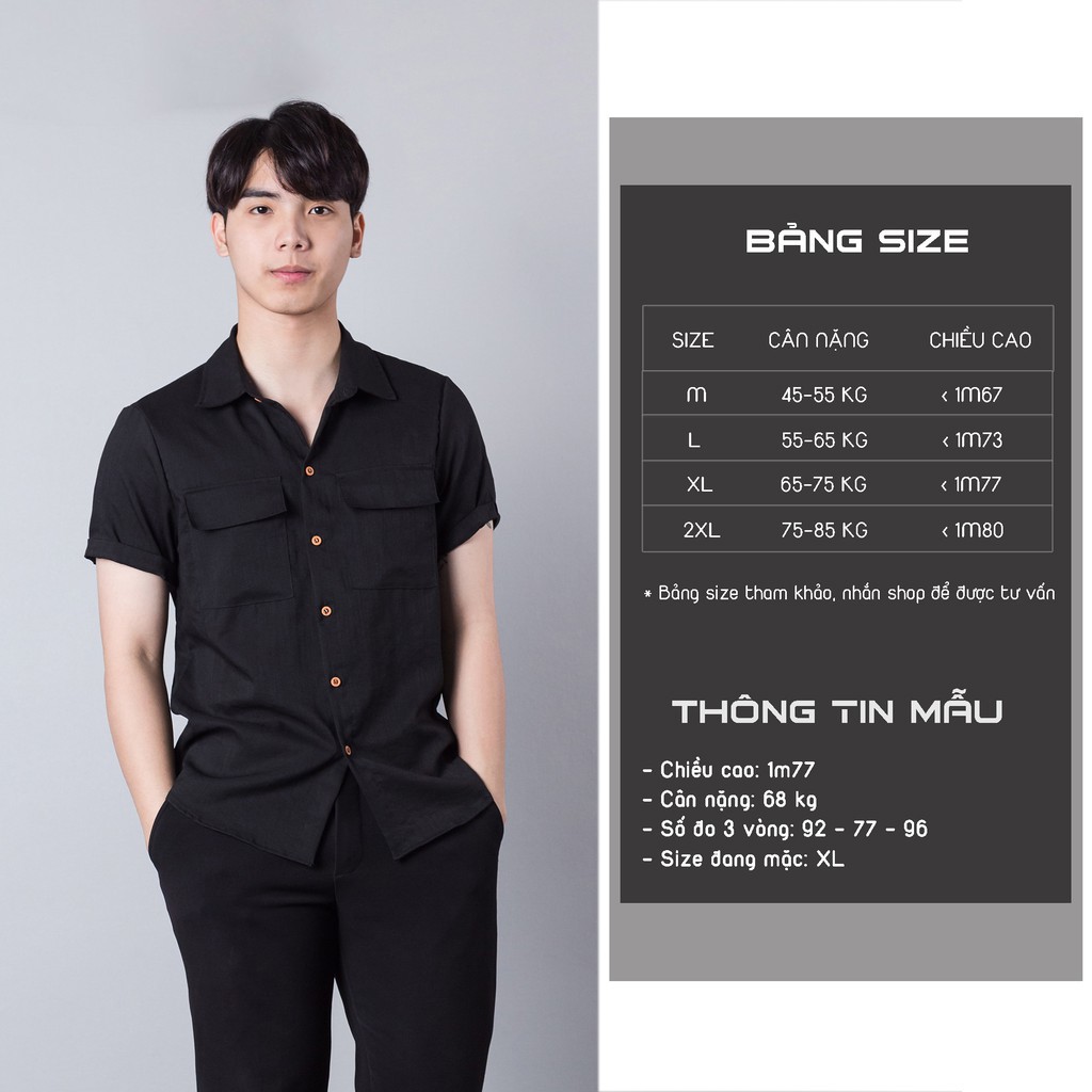 Áo sơ mi nam ngắn tay cổ bẻ túi hộp chất vải đũi cực mát | BigBuy360 - bigbuy360.vn