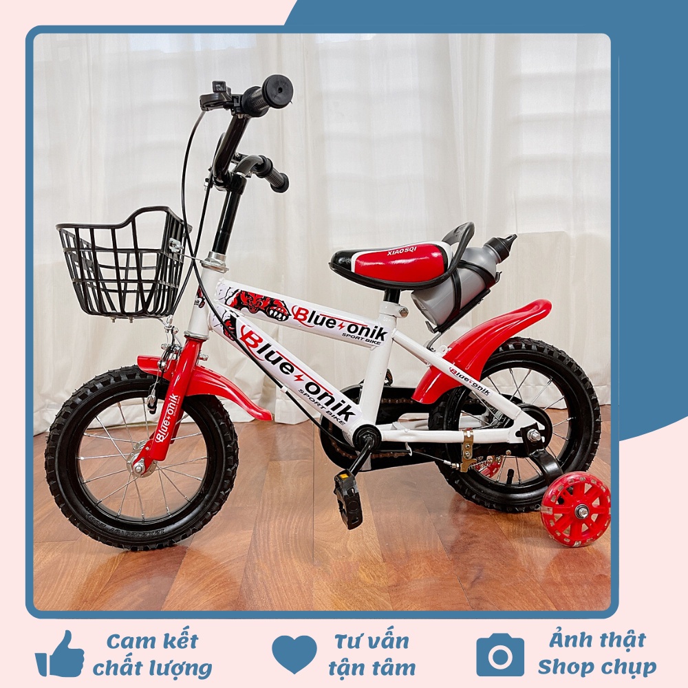 Xe đạp thể thao trẻ em size 12 inch/14 inch có giỏ và bình nước 9BABY màu đỏ