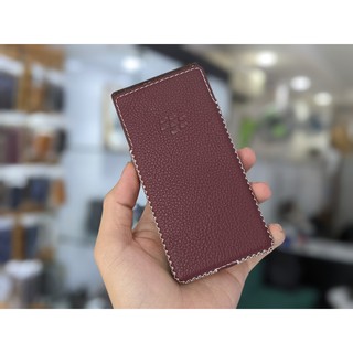 Bao da Blackberry Key 2 handmade da bò thật màu nâu đất