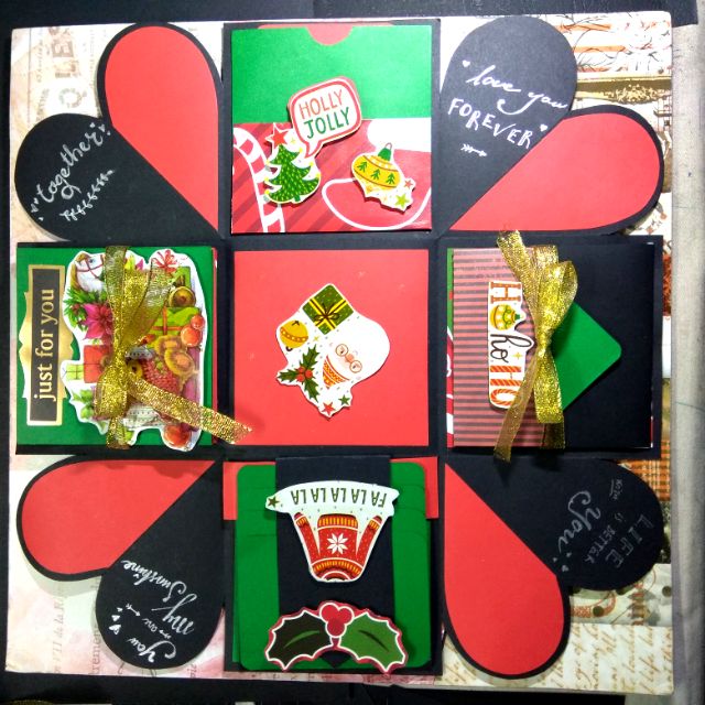 Love box Christmas- explosions box - Size10x10cm