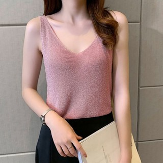 Áo lụa sát nách cổ chữ V gợi cảm cho nữ