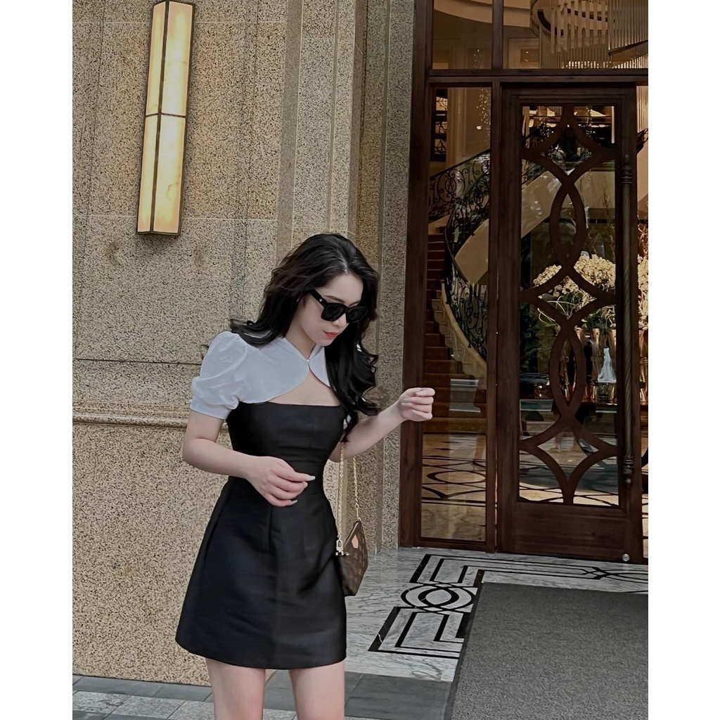 Đầm tay ngắn khoét ngực cách điệu Morris Dress by KHALES