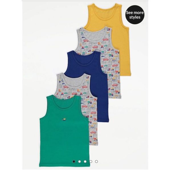 Set 5 áo ba lỗ cotton cho bé trai G.eorge A.uth size 3/4y đến 9/10y