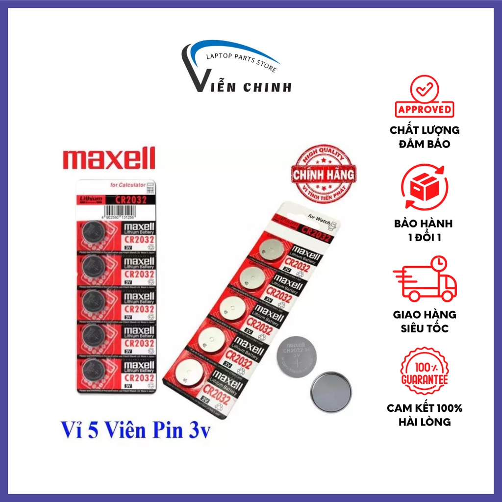 Pin Cmos laptop - Vỉ 5 VIÊN PIN 3V Lithinum - Cmos CR2032