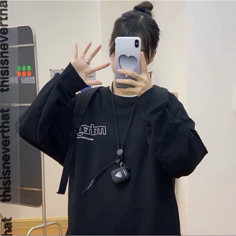 Áo Sweater Nỉ Bông Tay Dài Unisex Chữ
