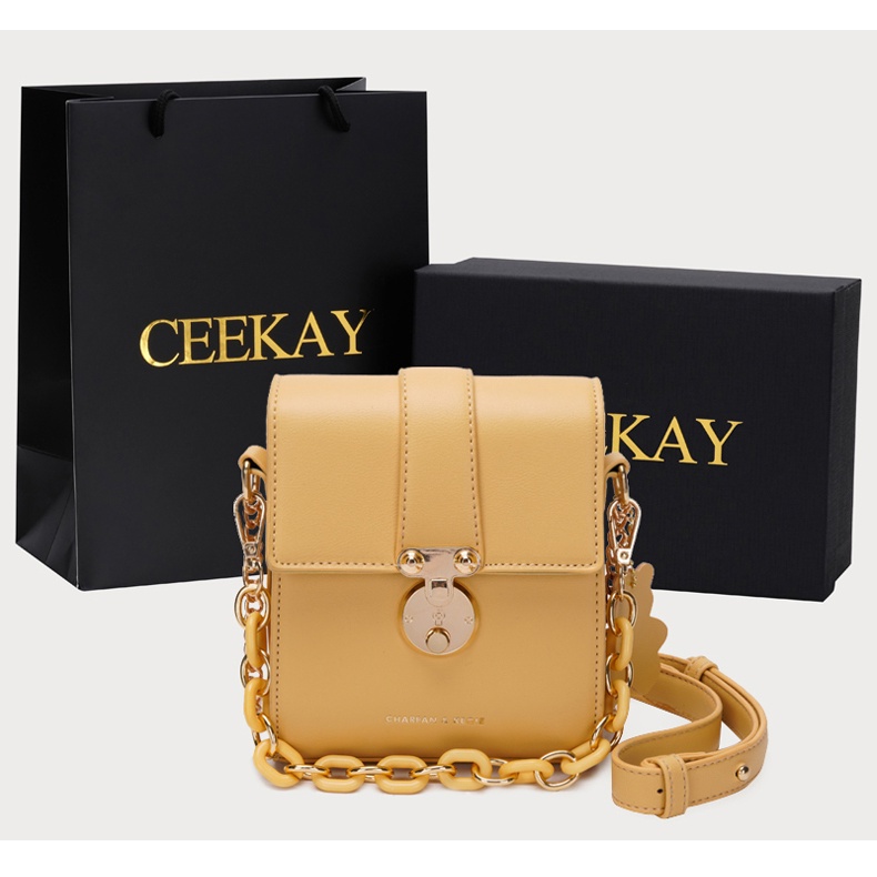 🌸Hàng Order🌸 Túi Xách Nữ CEEKAY Da Trơn Khóa Nắp Gập Quai Sách Kèm Quai Da Phối Xích Sang Chảnh Nữ Tính 🌸Hàng Quảng Châu