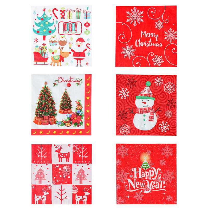 Set 20 Khăn Giấy Dùng Một Lần Họa Tiết Giáng Sinh Năm Mới 2023