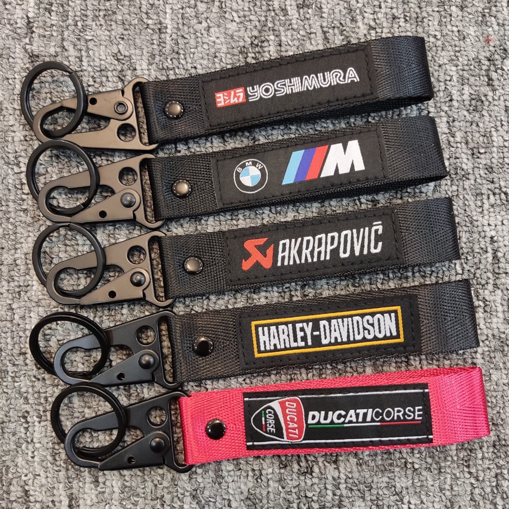 Móc chìa khóa vải hình thêu yoshi bmw ak harley ducati 16x2.5cm