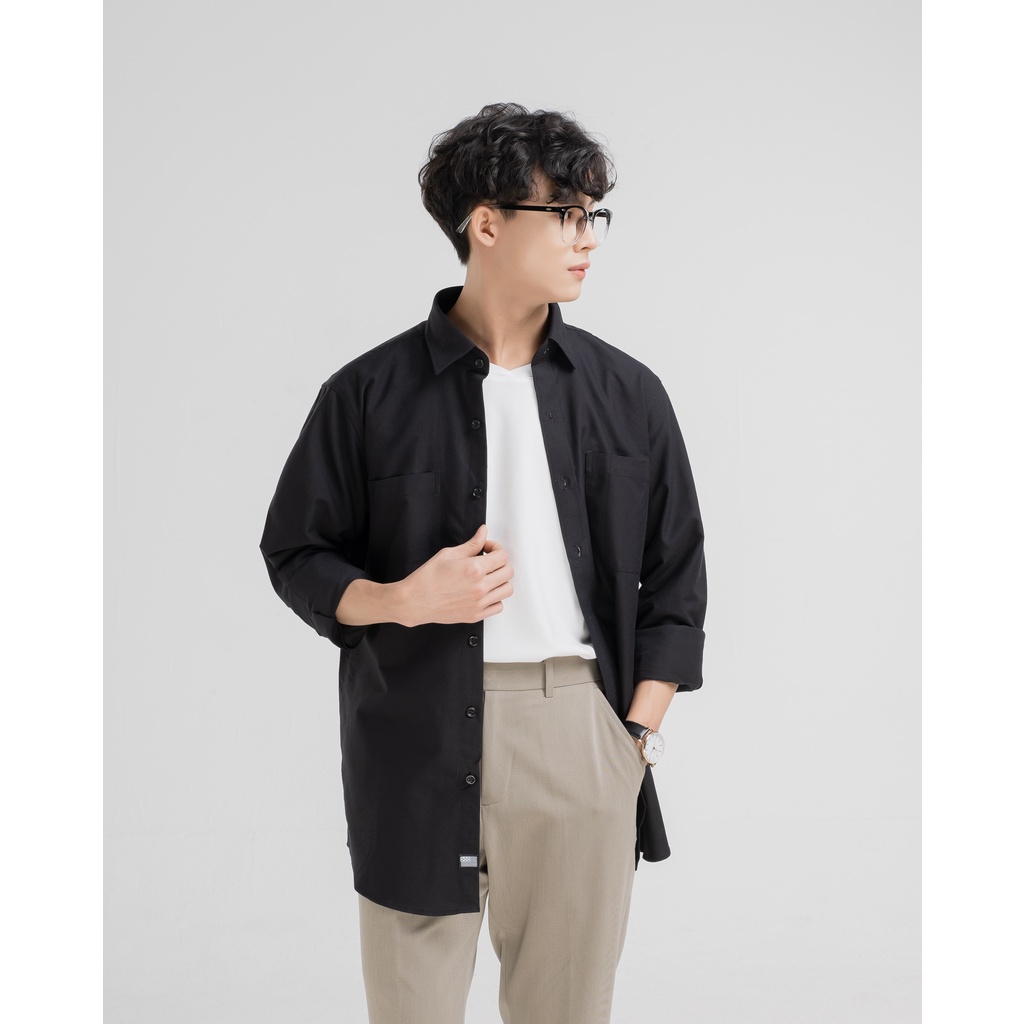 Áo sơ mi nam dài tay thiết kế cổ đức 2 túi ngực SSSTUTTER vải Cotton cao cấp thấm hút mồ hôi 5 màu Oval Shirt