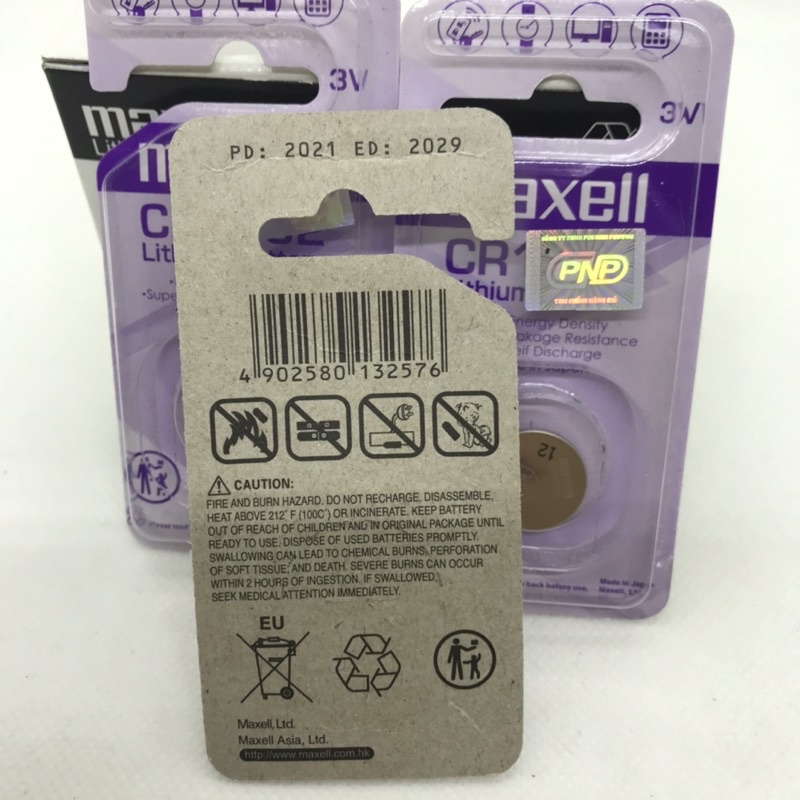 Vỉ 1 Viên Pin MAXELL 3V CR1632, pin 1632 Lithium chất lượng cao, nhập khẩu Nhật dùng cho Smarkey, Cmos