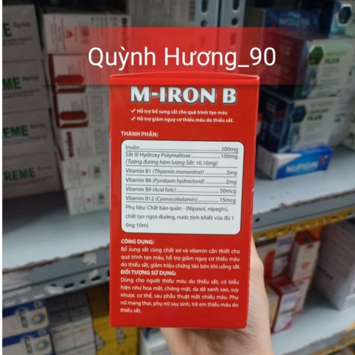 M-IRON B hộp 20 ống hỗ trợ bổ sung sắt cho quá trình tạo máu