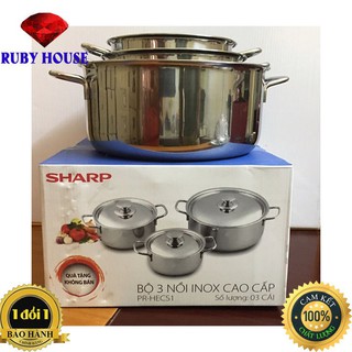 [HÀNG CHÍNH HÃNG] Bộ 3 nồi inox cao cấp SHARP PR-HECS1-Ruby House