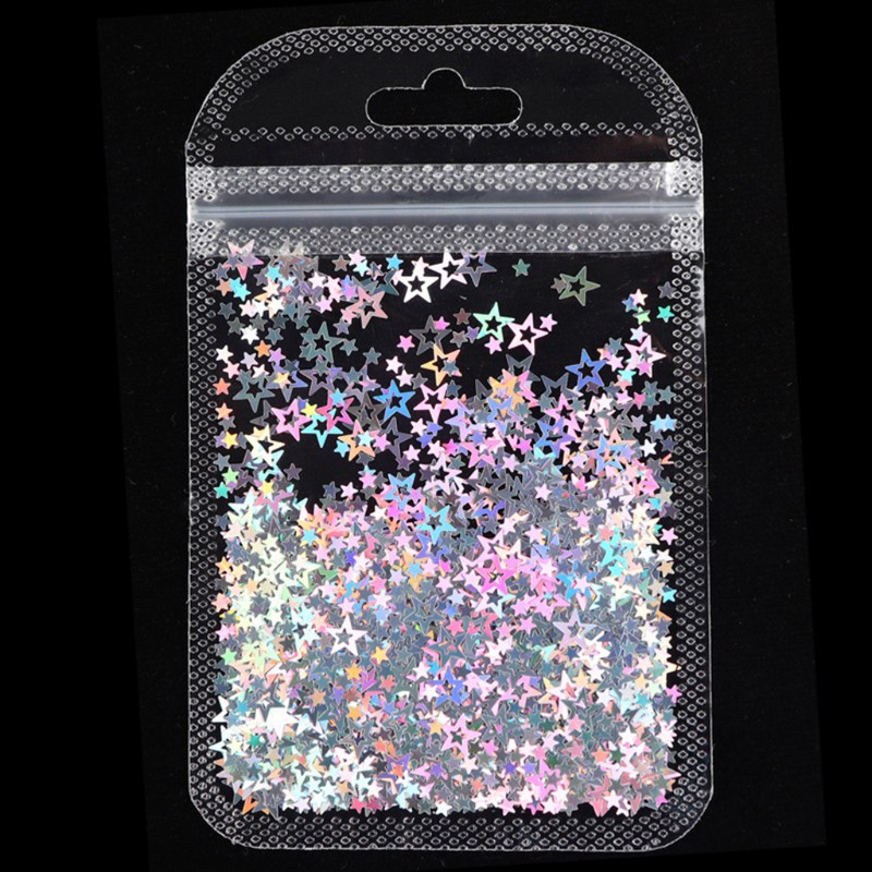 3 Túi chữ nhựa Resin màu Holographic trang trí móng tay