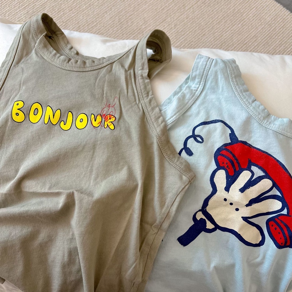 MNGRL Áo Ba Lỗ Cotton Thoải Mái Thoáng Khí Hàn Quốc Thời Trang Cho Trẻ Em