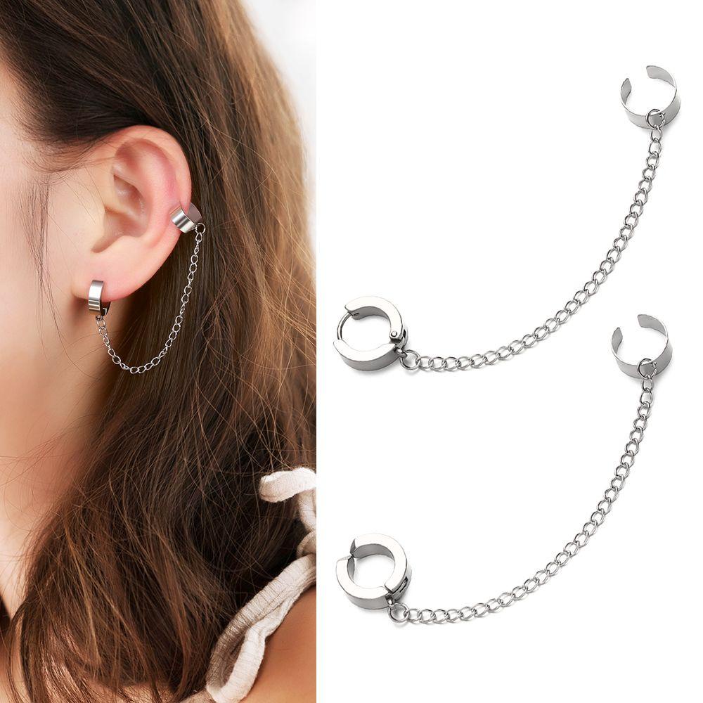 EUCA 1 Bông Tai Kẹp Màu Sắc Bạc Cho Nam Và Nữ
