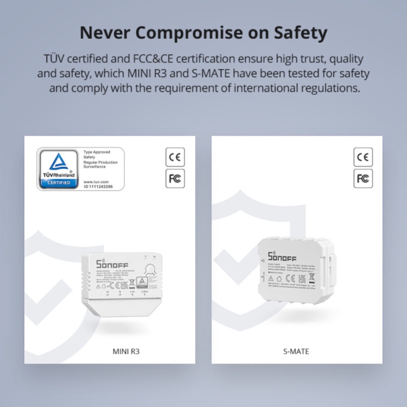 ALG Sonoff Thiết Bị Bật Tắt Thông Minh Bluetooth Wifi R3 16a Mini Có Công Tắc S-mate Điều Khiển Từ Xa Không Dây Trung Tính Nhạy Cảm Cho Nhà Thông Minh Alexa Google Home