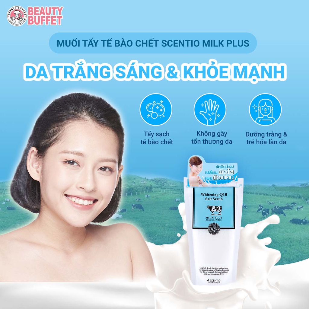 Muối tẩy tế bào chết dưỡng trắng và trẻ hóa da Scentio Milk Plus 300g