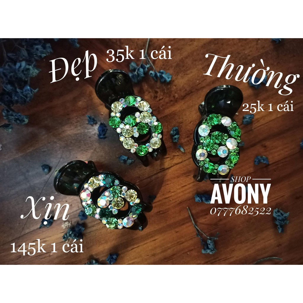 [XỊN] kẹp tóc cặp tóc càng cua 3 răng đính đá màu cao cấp số 8