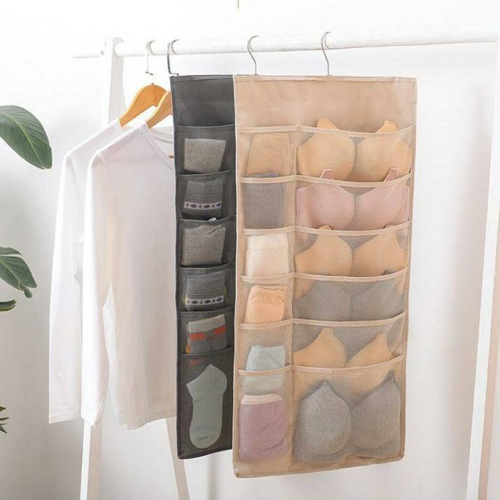 Túi đựng đồ lót có móc treo - túi vải đựng đồ 2 mặt 30 ngăn