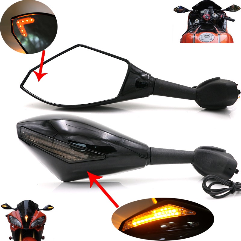 1 Cặp Gương Chiếu Hậu Có Đèn LED Xi Nhan Cho Xe Máy