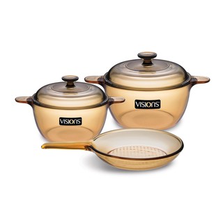 Bộ nồi chảo thủy tinh Pháp Visions VS-350 , Bảo Hành 10 năm , MADE IN FRANCE , Hàng chính hãng