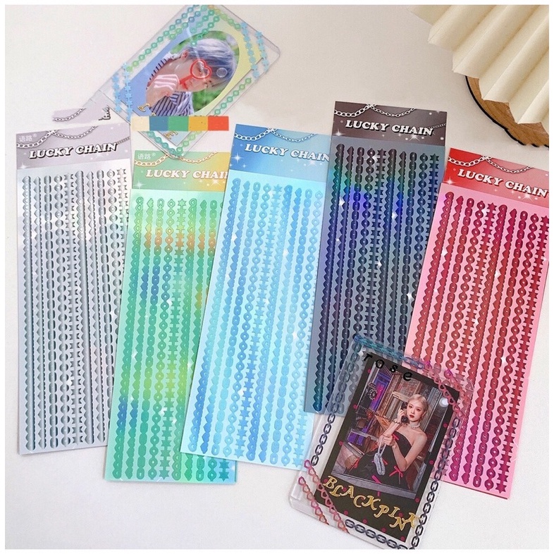 Sticker dải xích nhiều màu_hình dán trang trí card