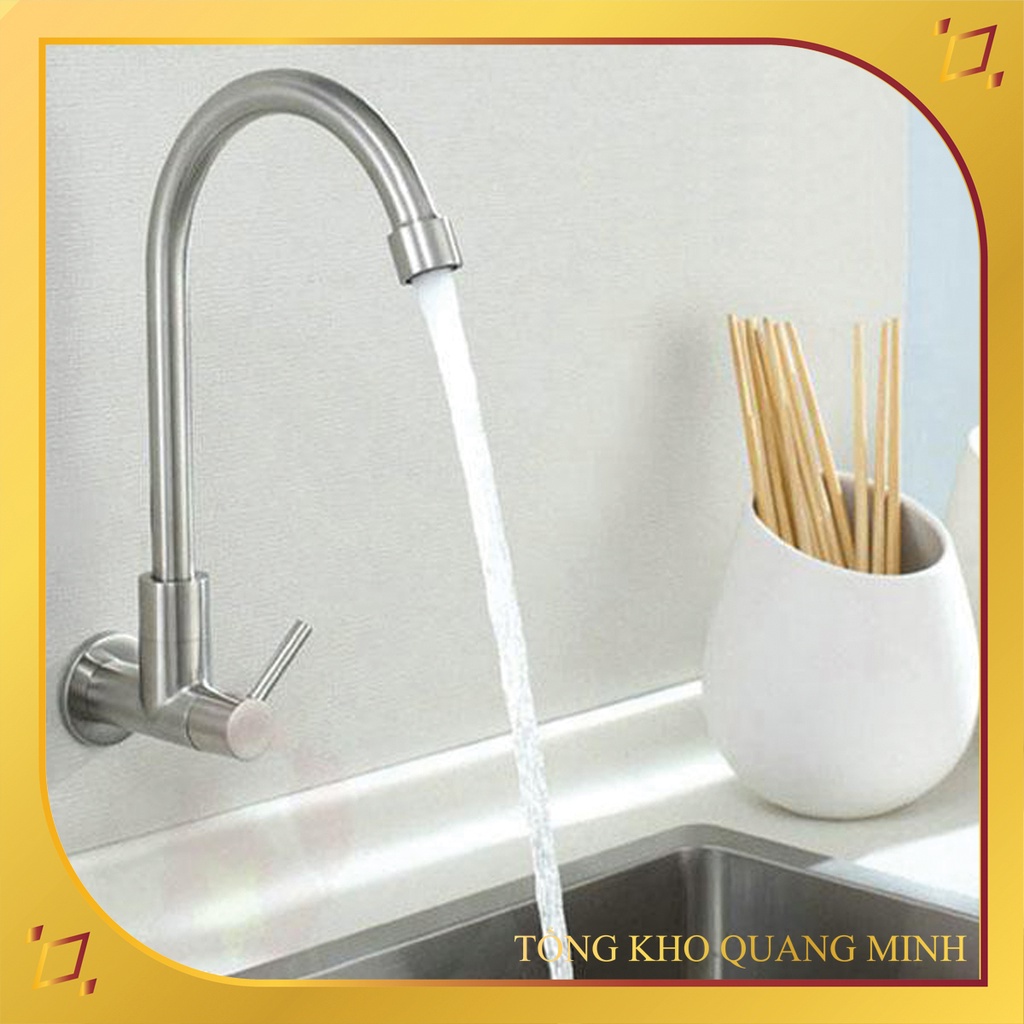 Vòi rửa chén - bát lạnh gắn tường cần cứng Inox 304 - VR014