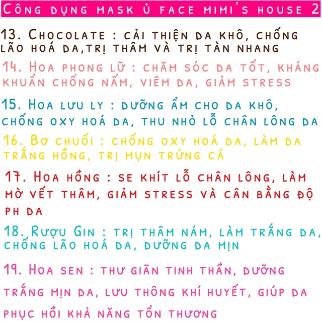 MASK Ủ FACE MIMI’S HOUSE  mặt nạ trắng da