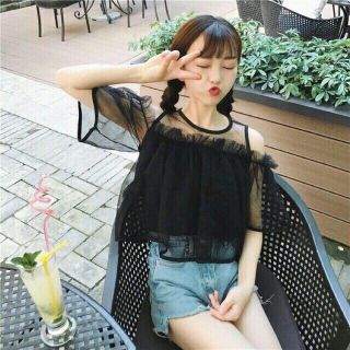 Áo trễ vai lưới công chúa