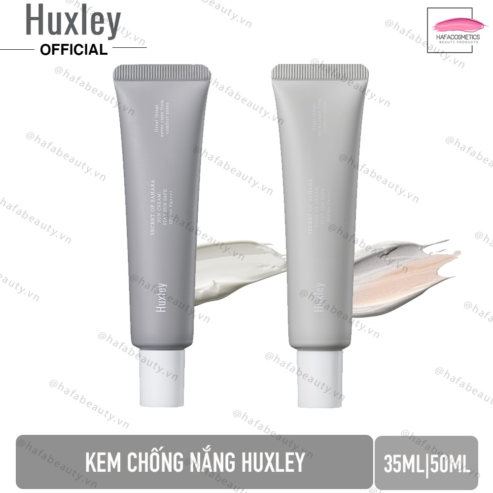 Kem chống nắng Huxley Sun Cream; Stay Sun Safe SPF50+ PA+++ _ Kem chống nắng dịu nhẹ, không bết dính _ Huxley Chính Hãng