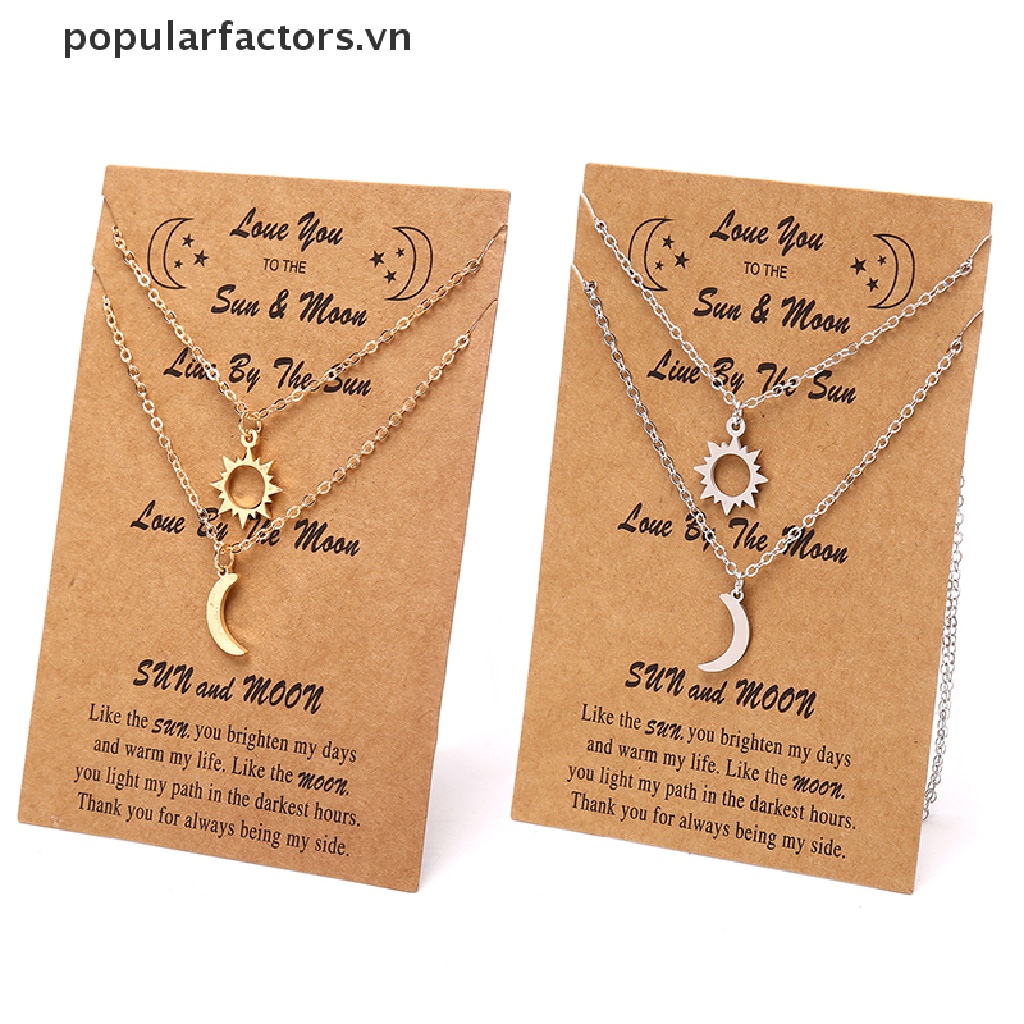 Set 2 Vòng cổ Mặt Trăng Mặt Trời Bằng Thép Không Gỉ Cho Cặp Đôi