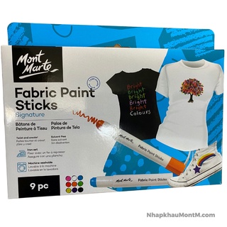 Set màu dạng thỏi vẽ vải Mont Marte Fabric Paint Sticks - 9 màu [Hàng Chính Hãng]