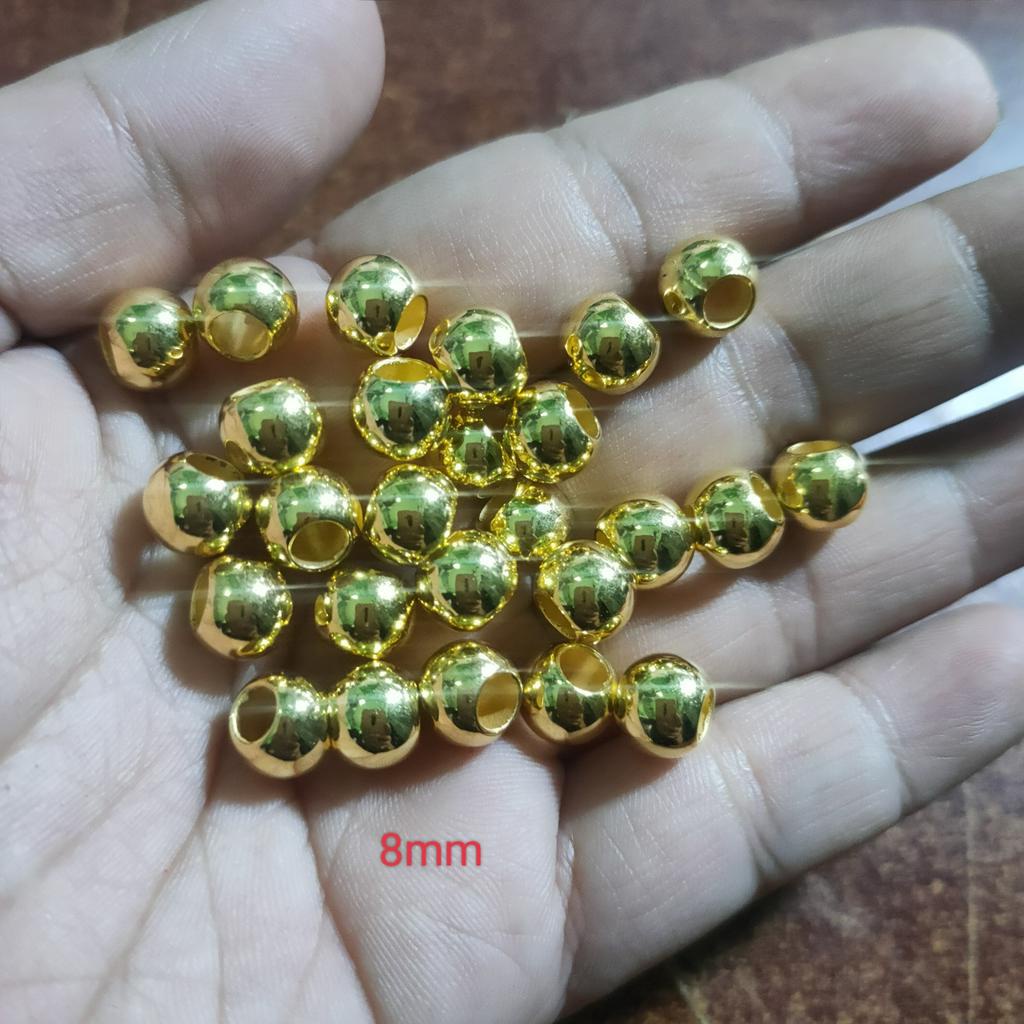 Bi bạc lổ lớn, charm bi bạc, vàng lổ lớn làm vòng tay, mix trang sức