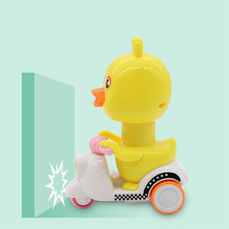 Đồ Chơi Chú Vịt Vàng Hoạt Hình Lái Xe Máy Dễ Thương Cho Bé