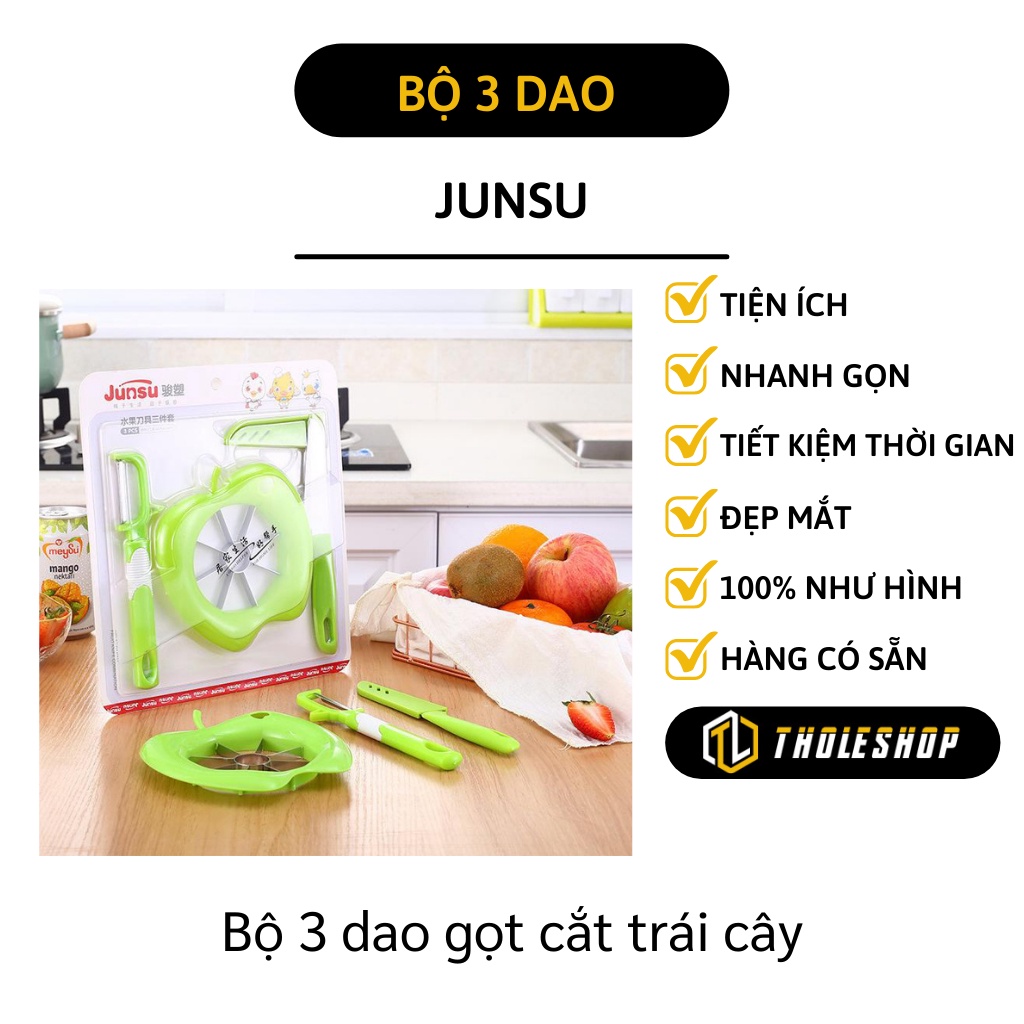 Dao Nhà Bếp - Bộ 3 Dao Cắt Trái Cây, Cắt Táo, Lê Thành 8 Miếng, Gọt Vỏ Củ Quả 8762