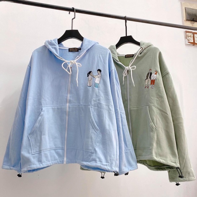 Áo khoác Hoodie Zip Love🌿Mint/ Blue🔰 Nam nữ Unisex 🔥 Jaystoree | BigBuy360 - bigbuy360.vn