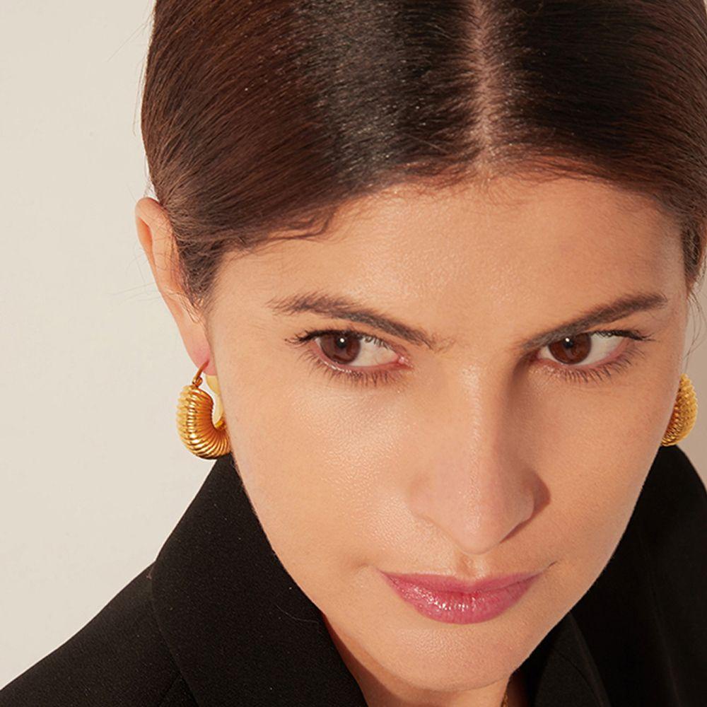 Khuyên Tai Kim Loại Kết Cấu Đơn Giản Phong Cách Punk Vintage