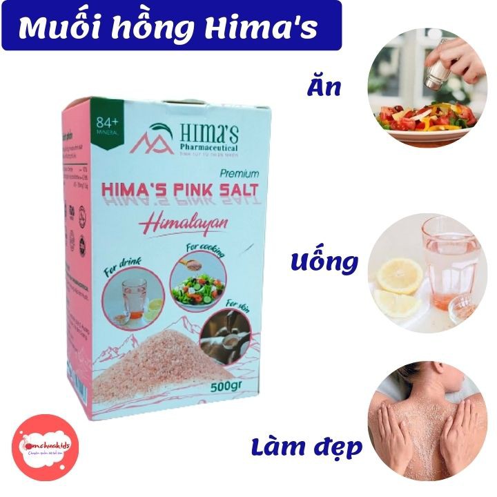 Muối hồng Himalaya hộp 500g - dạng nhuyễn - sử dụng ăn- uống - làm đẹp- ngâm chân- Tomchuakids
