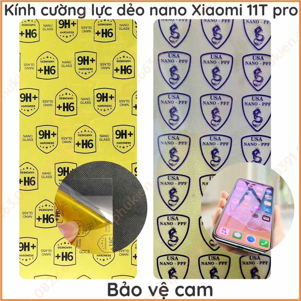 Dán cường lực màn hình Xiaomi 11t pro dẻo nano, trong suốt, chống bể siêu bền