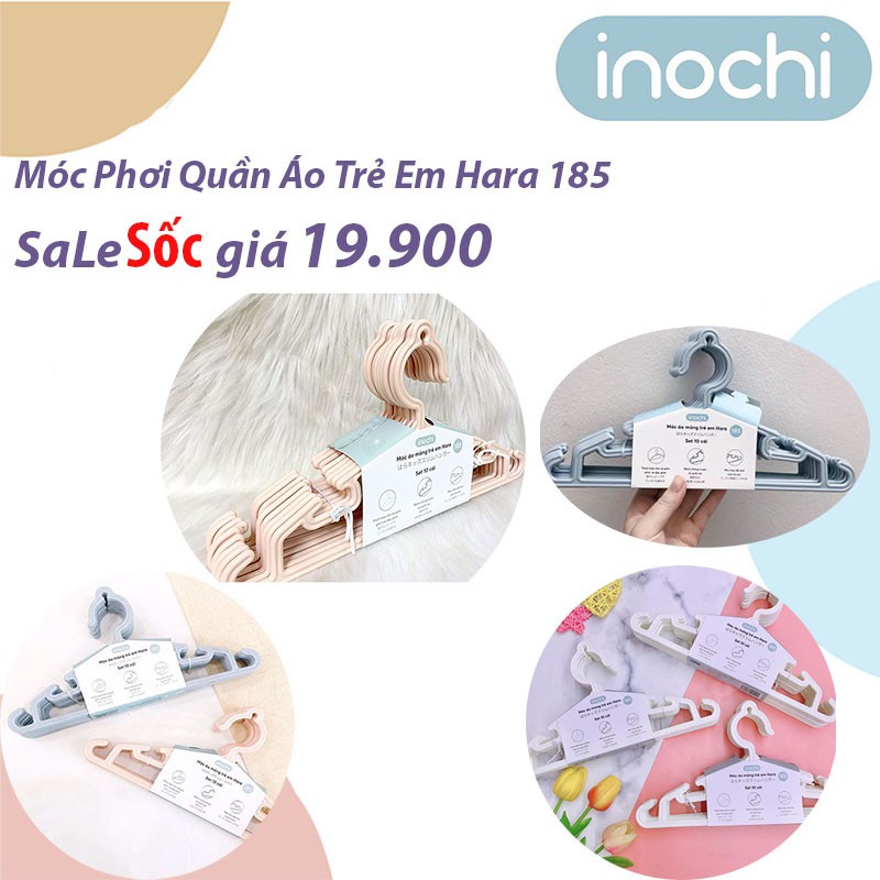 [ Set 10 Chiếc ] Móc Quần Áo Trẻ Em, Móc Phơi Đồ Trẻ Sơ Sinh Tiêu Chuẩn Nhật Bản Hara 185 Và 181 INOCHI