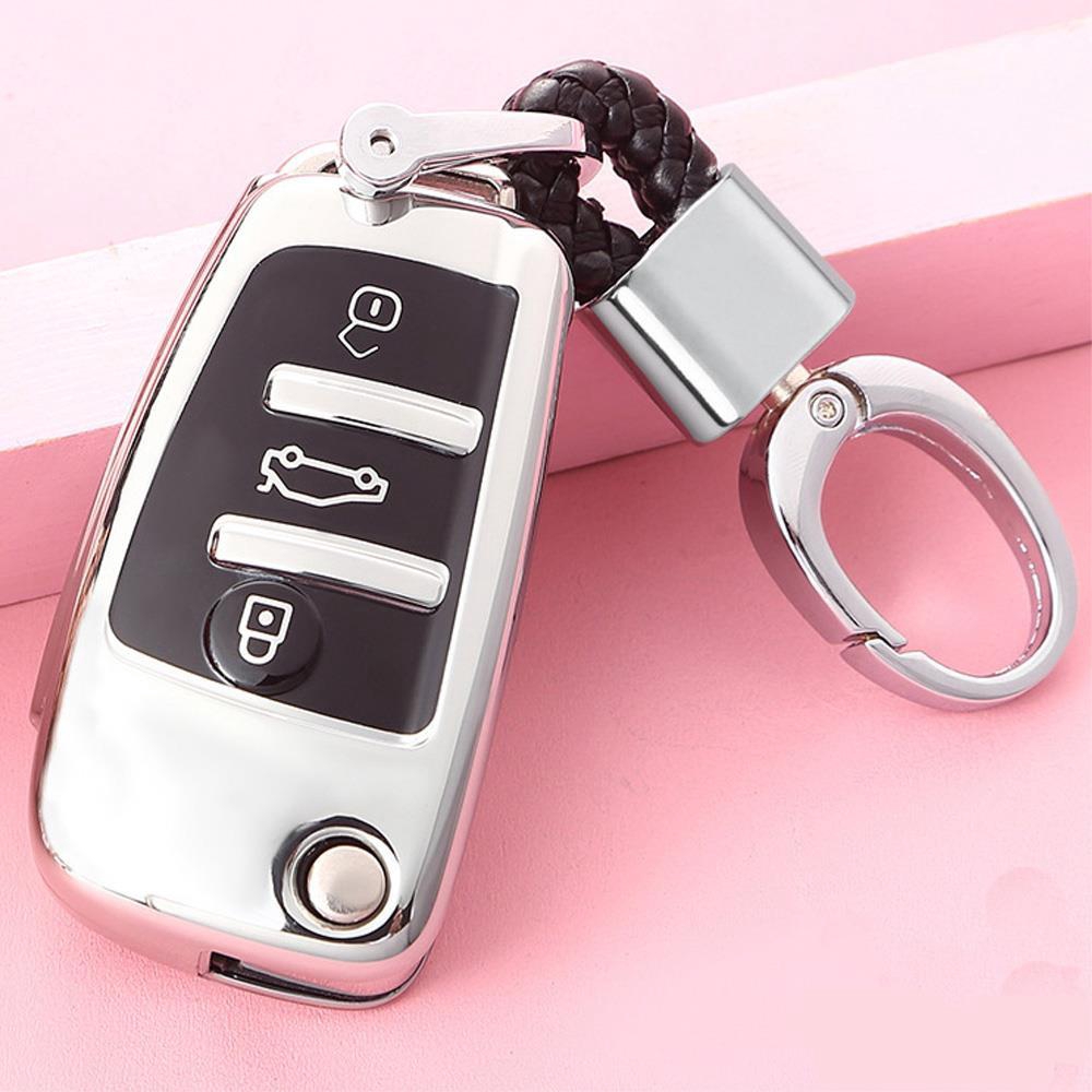 Kiểu dáng mới mềm TPU mềm cao su xe chìa khóa túi chiếu sáng mạ cho Audi Q3 A4l A6l Q5 Q7 A1 A3 3 nút gấp