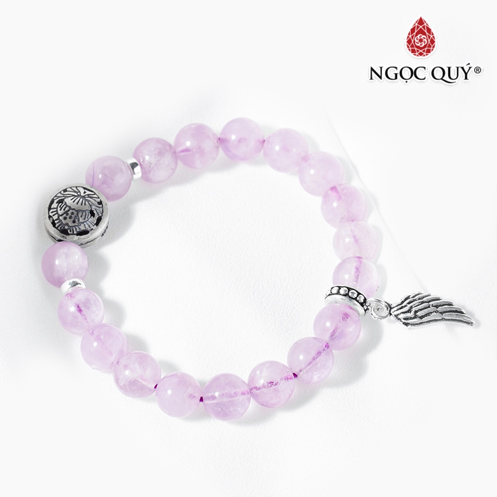 Vòng TA tím ngọc phối charm cánh bạc - Ngọc Quý