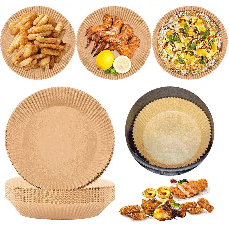 Set 50 khay giấy nến vàng thấm dầu lót nồi chiên