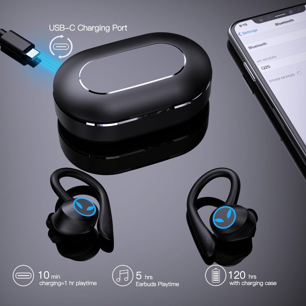 Tai nghe NEWMSNR không dây bluetooth 5.0 thiết kế treo vành tai 9D giảm tiếng ồn hiệu quả