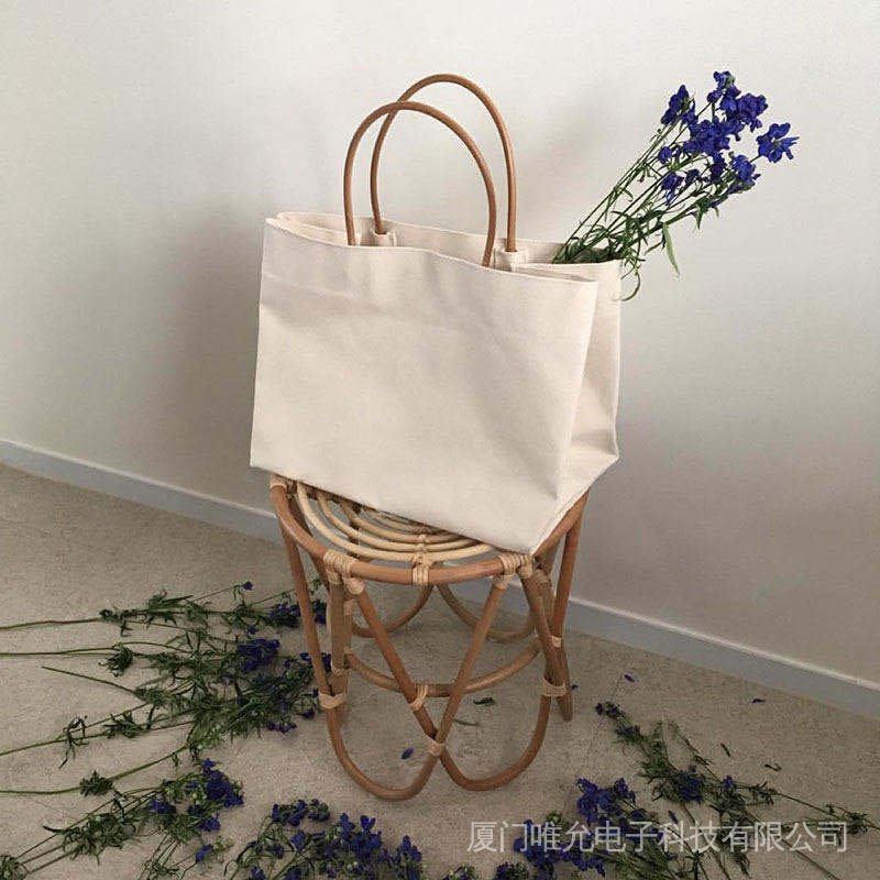 Túi Xách Canvas Cỡ Lớn Màu Trơn Đơn Giản Thời Trang Hàn Quốc Cho Nữ