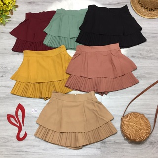 Chân váy xoè phối dập ly