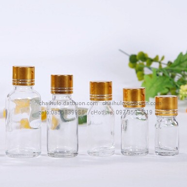 {sỉ từ 2,5k} Lọ chai đựng tinh dầu nhỏ giọt 10ml, thủy tinh trong suốt, nắp nhôm vàng