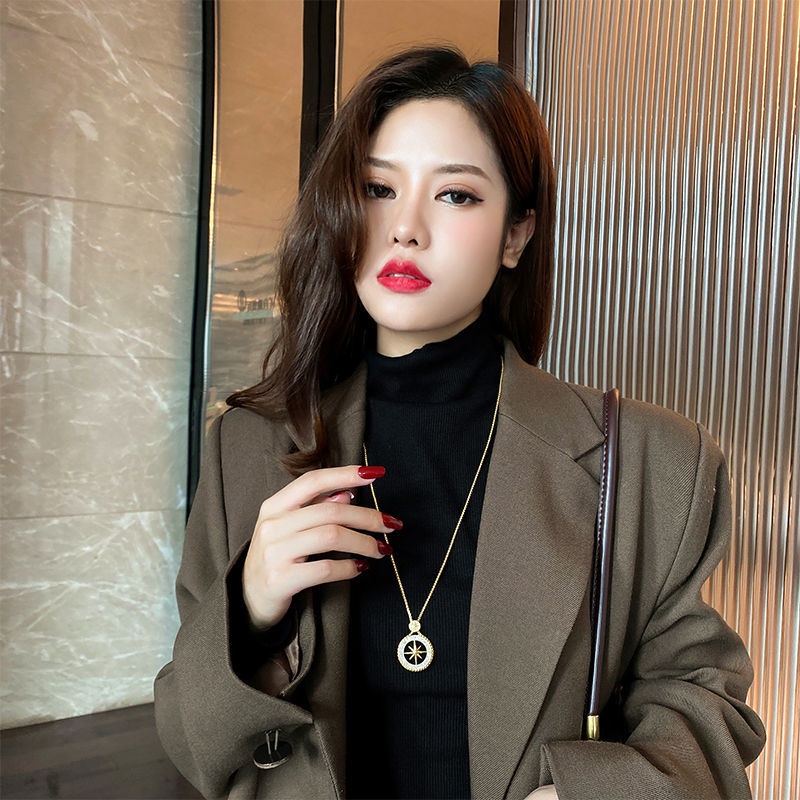 Vòng Cổ Ngôi Sao Tám Mang Khảm Siêu Nhỏ Tinh Xảo Cho Nữ Dây Chuyền Áo Len Thiết Kế Thích Hợp Sang Trọng Nhẹ Nhàng Trang Sức Dáng Dài Khí Chất Cao Cấp